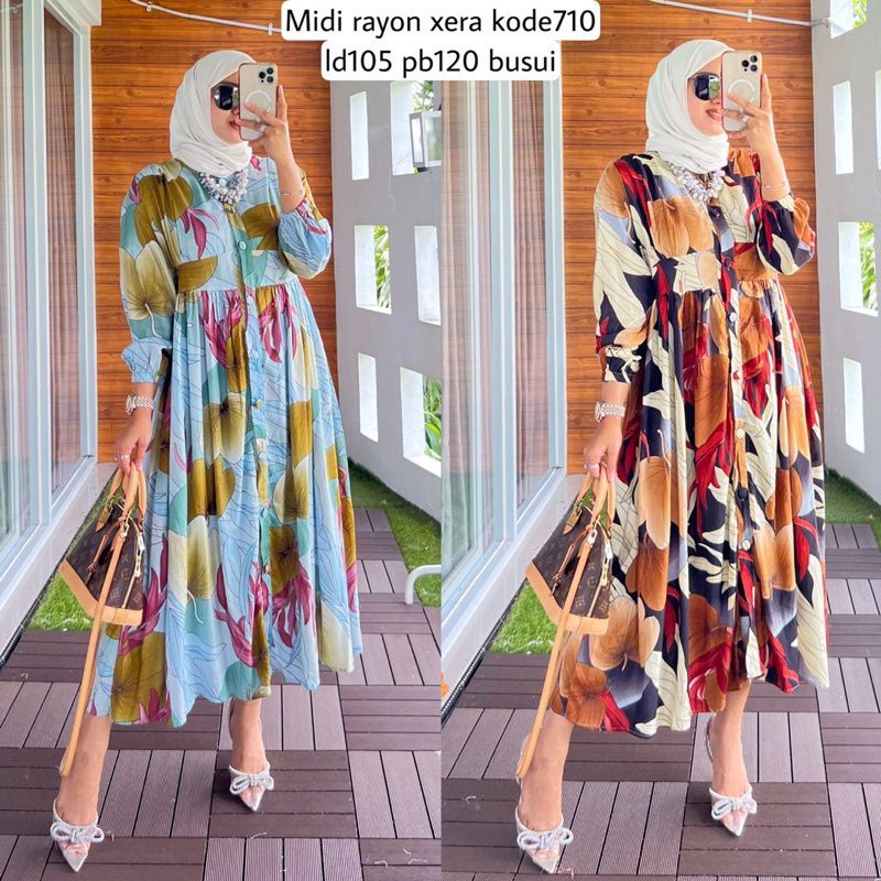 Midi Dress Rayon Terbaru / Midi Dress Crinkle Terbaru / Midi Dress Rubiah Terbaru / Midi Dress Jumbo