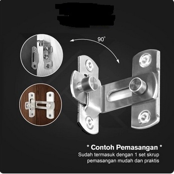 Grendel Slot Pintu Lemari Geser Sleeding Sliding Gembok Stainless