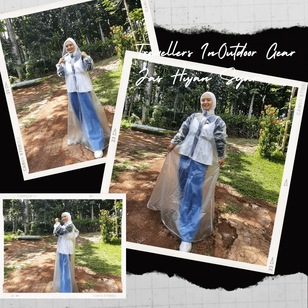 Jas Hujan Gamis Wanita Muslimah Hijab / Jas Hujan Rok / Jas Hujan Hijab - Travellers