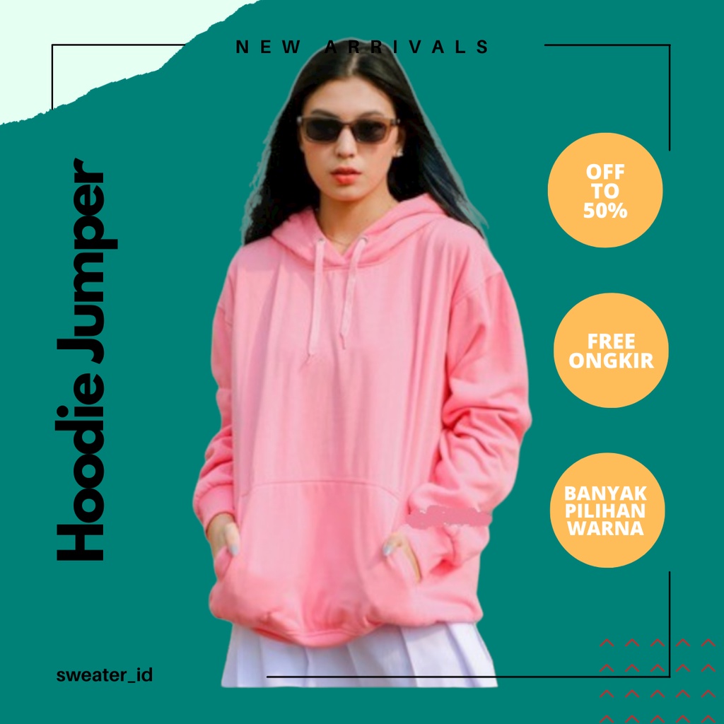 Hoodie Jumper Polos Warna Pink baby / Baby pink Pria Wanita Size M L XL XXL premium