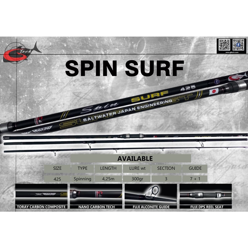 Rod SPINNING GTECH SPIN SURF 425cm (Lure Weight 300gram)