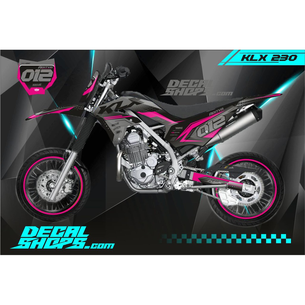 DECAL KLX 230  MURAH DECAL KLX 230 KEREN DECAL KLX 230 MERAH HITAM DECAL KLX 230 SUPERMOTO PINK