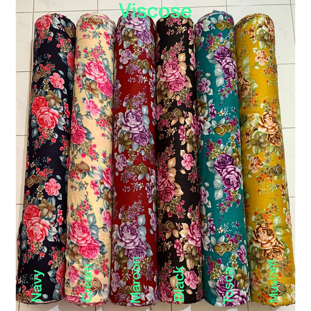 BISA COD // ECER KAIN METERAN // HARGA PER 0,5M // RAYON VISCOSE // MOTIF POLKADOT DAISY ZEBRA BUNGA