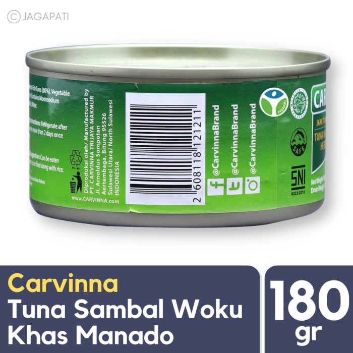 

asa457a Carvinna - Tuna Sambal Woku 180Gr - Tuna Kaleng - Ikan Sehat - Non Gmo Xa20X1