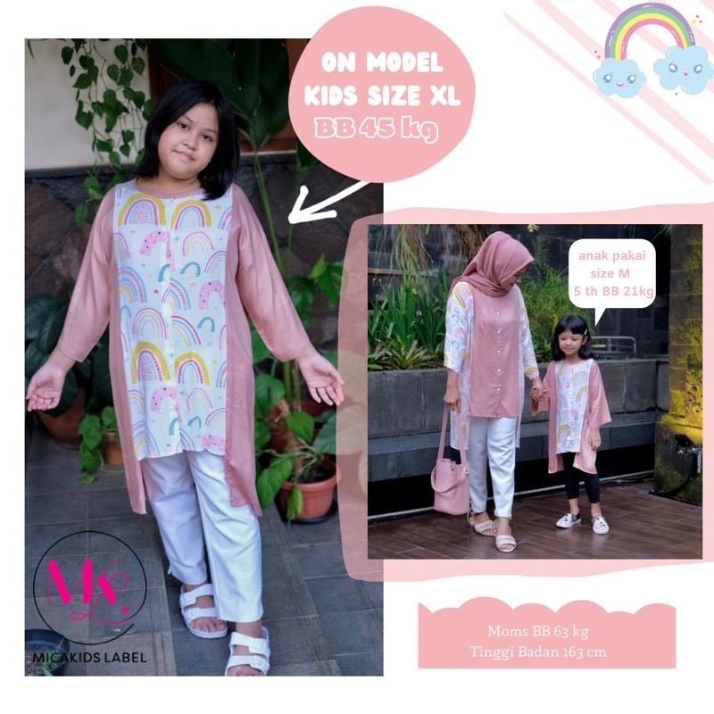 TUNIK IBU DAN ANAK TUNIK COUPLE ATASAN COUPLE CETTA BATWING RAINBOW