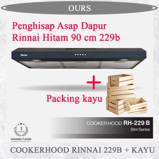 COOKER HOOD RINNAI RH-229B PENGHISAP ASAP DAPUR 90CM HITAM RINNAI COOKERHOOD + PACKING KAYU