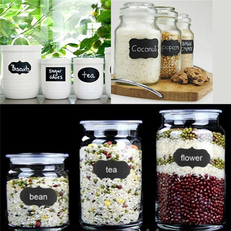 36pcs Stiker Label Papan Tulis Reusable Untuk Toples Dapur