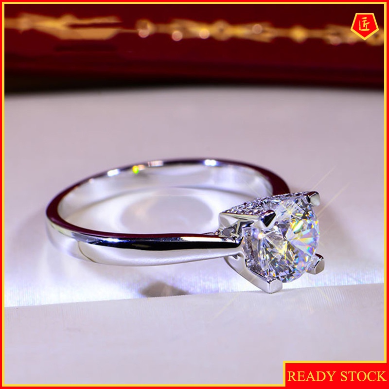 [Ready Stock]Fashion Simple Letter H Inlaid Moissanite Open Ring