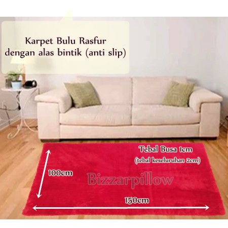 Bizzarpillow Karpet Bulu Rasfur Ukuran 100x150cm tebal 2cm BZ279