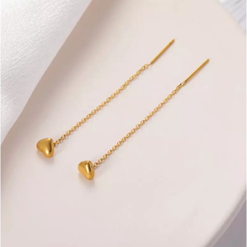 Anting Drop Titanum Model Love Warna Gold