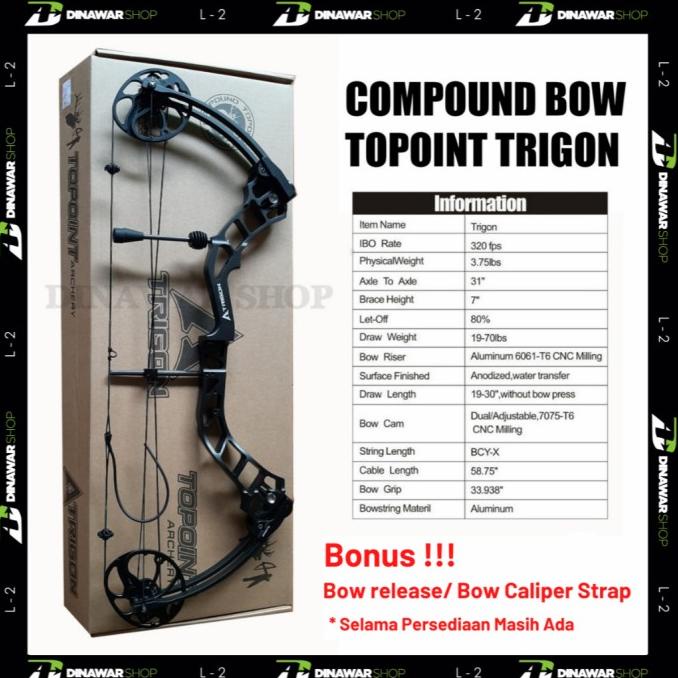Jual Compound Bow Topoint Trigon Premium Original Free Bow Release