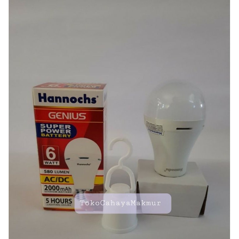 Lampu Emergency LED AC/DC Genius 6w 6watt Hannochs