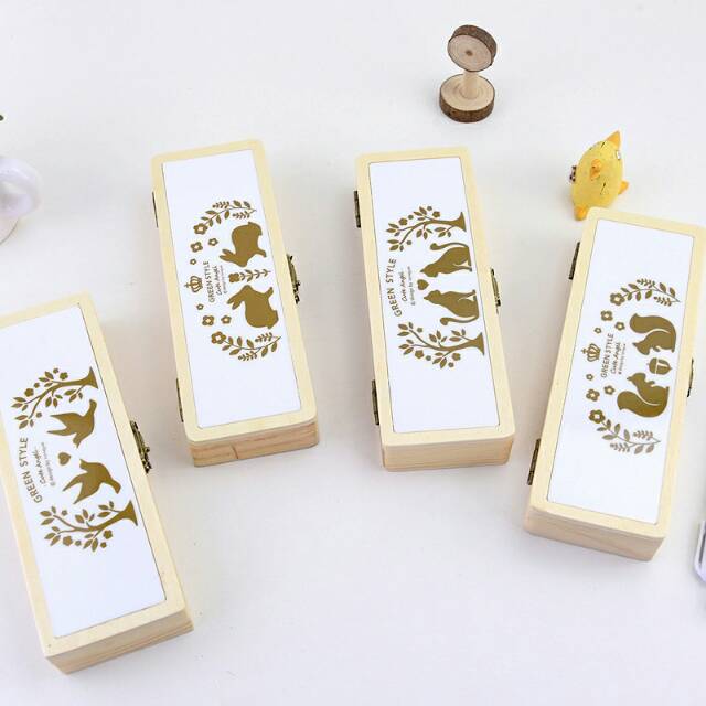 

Animal Couple Wooden Pencil Case