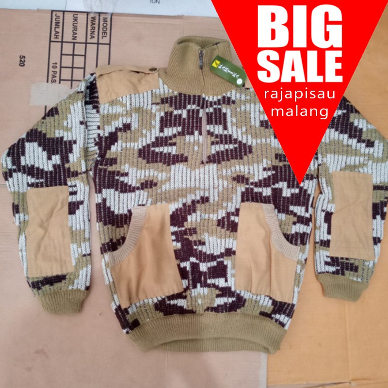 Sweater Pria Army Loreng Hitam Hijau Sweater Rajut LORENG PBB Terbaru