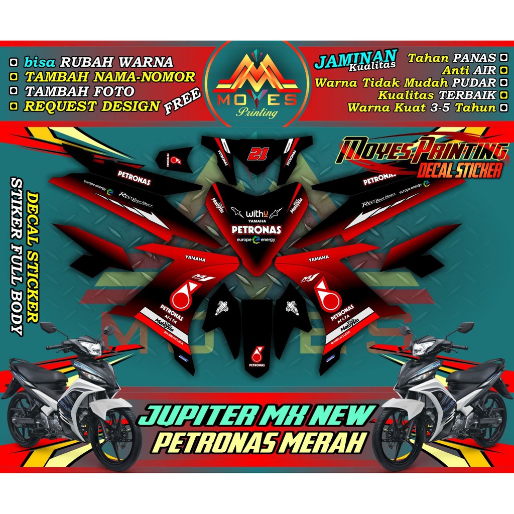 stiker jupiter mx new 135 stiker motor jupiter mx new 135 petronas merah full body - spec C