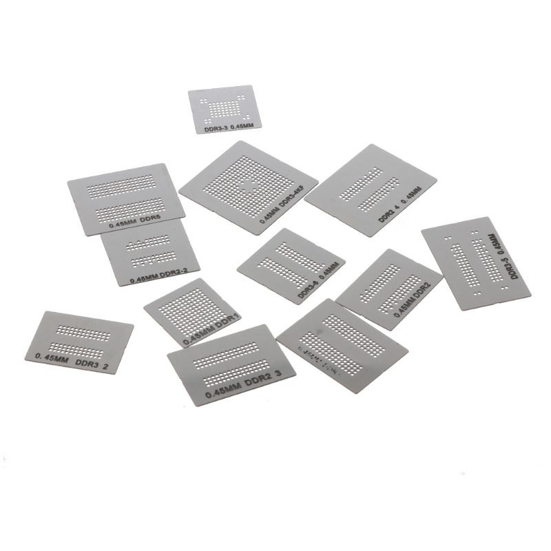 13pcs Template Stensil Bga Reballing Holder Jig Universal Untuk Ddr1 Ddr2 Ddr3