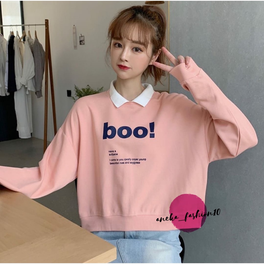 SWEATER WANITA - BOO ! CROOPE OVERSIZE SWEATER