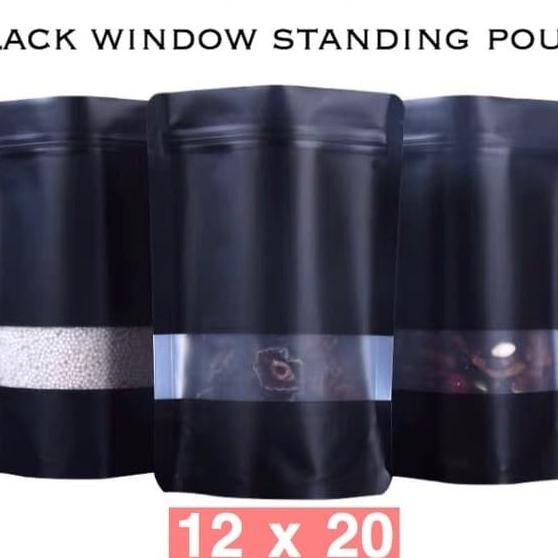 black matte standing pouch window 12x20
