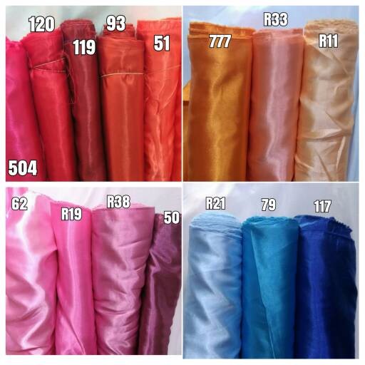 diskon satin polos clarissa / kain satin meteran / furing kebaya Terlaris