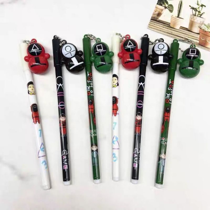 Dalingshop / PULPEN GEL BT21 + GANTUNGAN UNIK LUCU BT21 / PEN BT21 / PEN SQUID GAME + GANTUNGAN BONEKA GOYANG  / PULPEN SQUID GAME-3