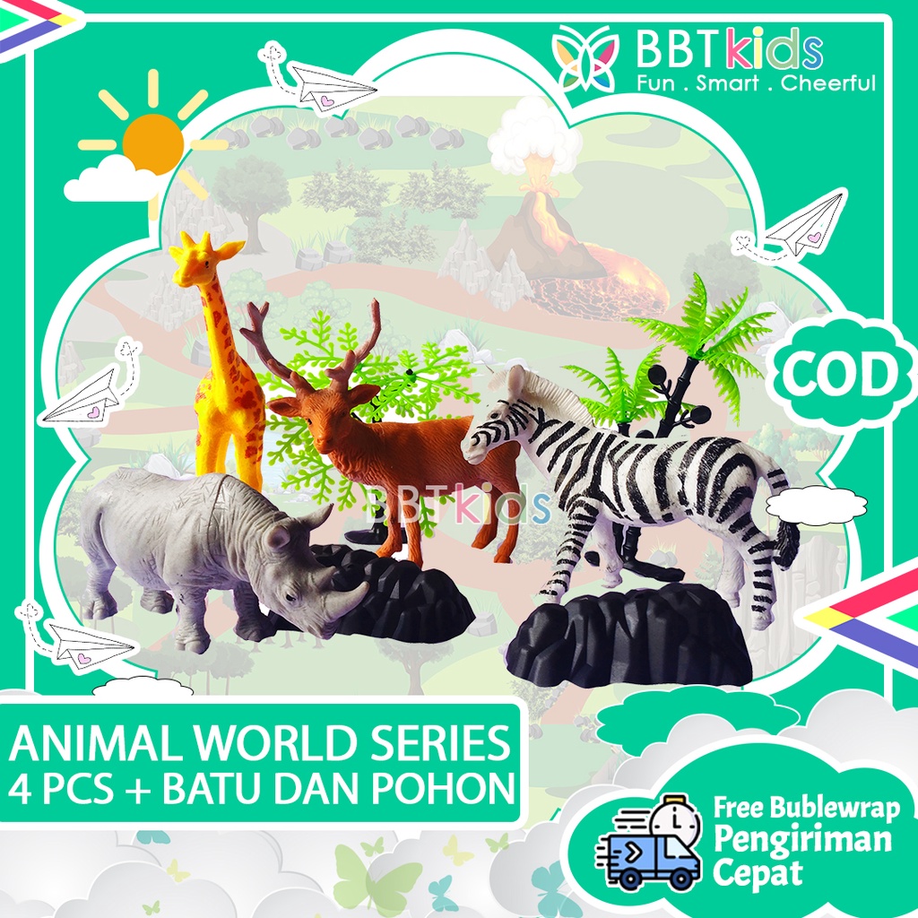 MAINAN WORLD ANIMAL SOFT SERIES 4 PCS BINATANG KARET MAINAN | SERIES 206