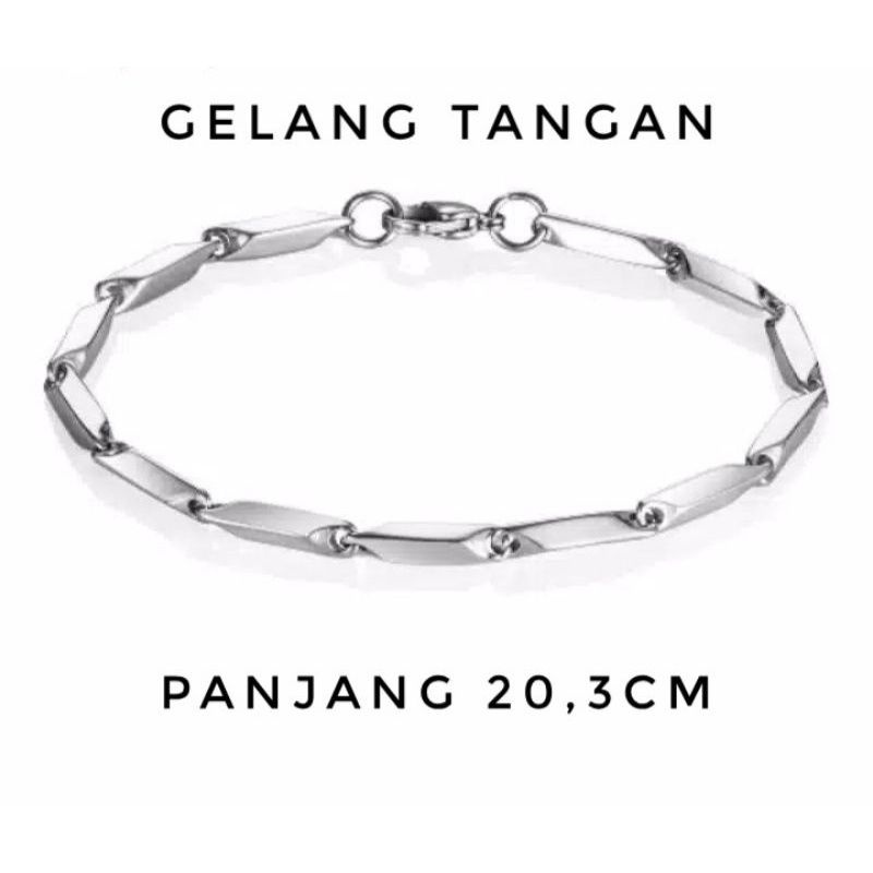 Aksesories Gelang Titanium Asli Biji Padi Anti Karat Garansi