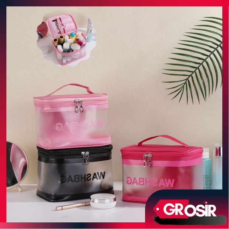 Grosir - K917 Bag Travel Makeup / Tas Kosmetik Transparan Waterproof / Tempat Penyimpanan Alat