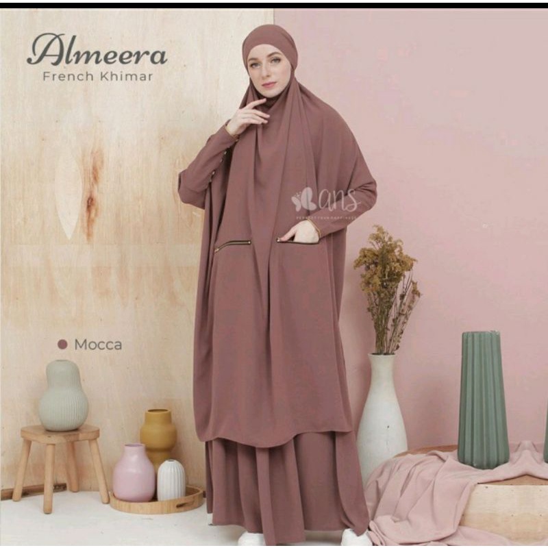 preloved almeera french khimar mocca by ans.shine