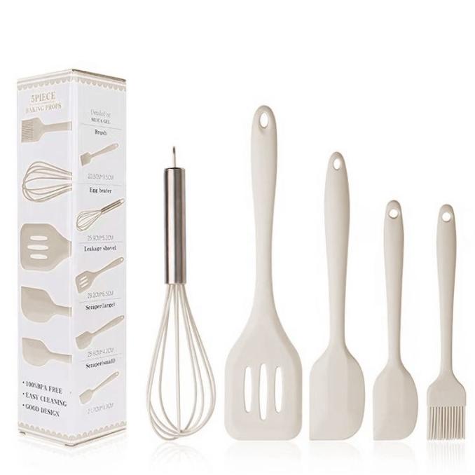 TERMURAH 5 IN 1 SET Silicone Kitchen Utensil Spatula Cooking BPA-Free/ALAT MASAK SET/ALAT MASAK LIST