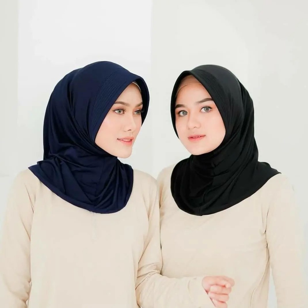 MALAYU HIJAB Kerudung Krudung Hijab Jilbab Bergo Olahraga Sport Sporty Volly Wanita Muslim Bahan Jersey Zoya Premium Korea Murah Instan Instant Syari Warna Putih-4