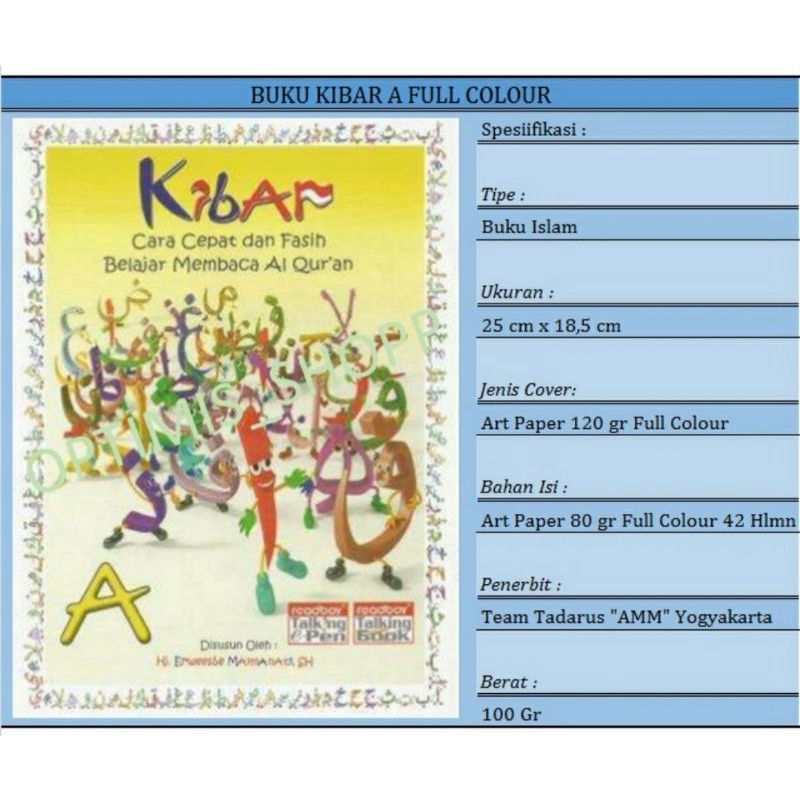 Buku Kibar Pra / A / B / C full color kertas art paper