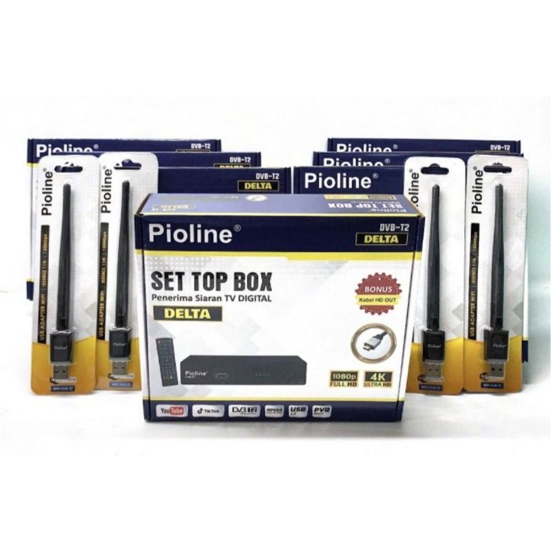 SET TOP BOX DIGITAL DVB - T2 PIOLINE / STB TV DIGITAL FULL HD ( Bonus USB Wifi Dongle, Kabel HDMI, RCA ) Paket Komplit