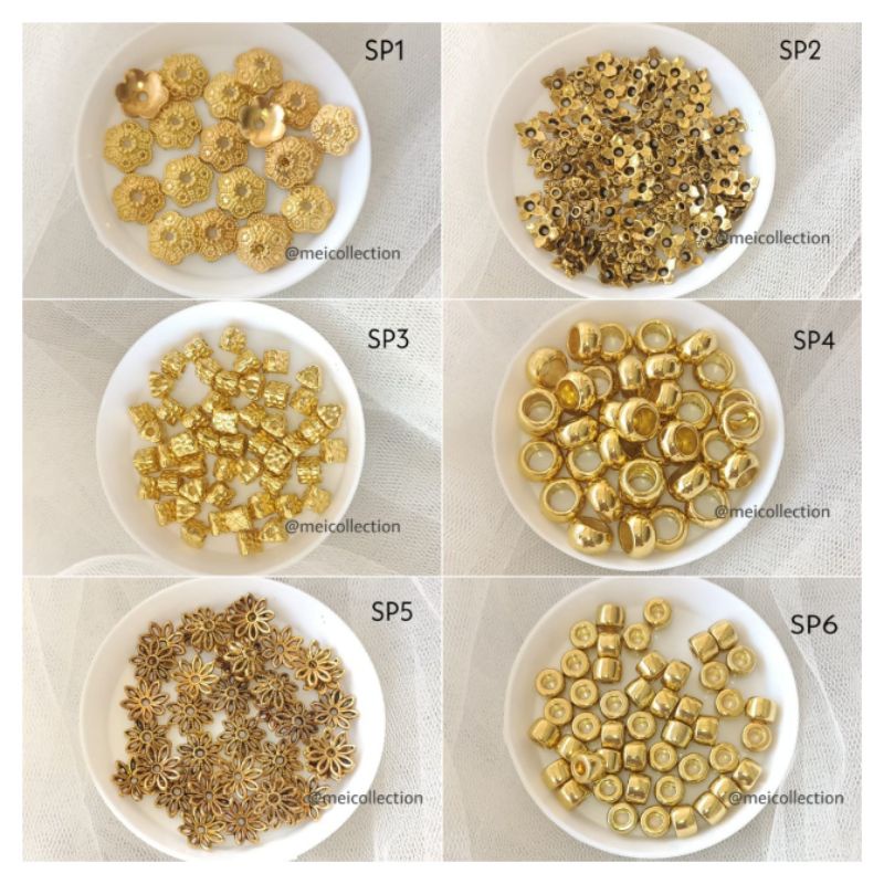 aneka spacer besi beads gold dan silver nikel metal caps