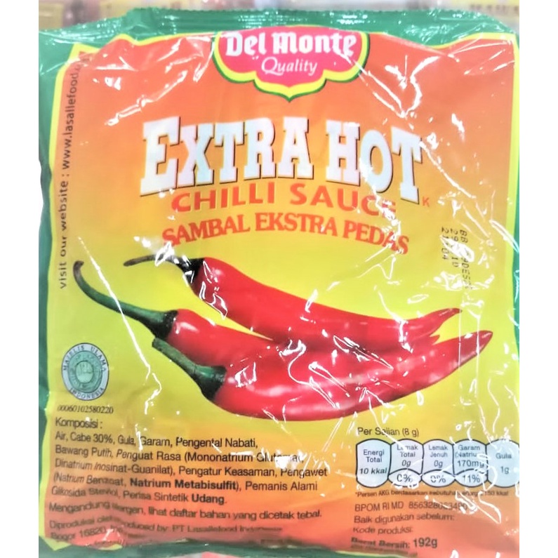 

Del Monte Extra Hot Saus Sachet 192gr