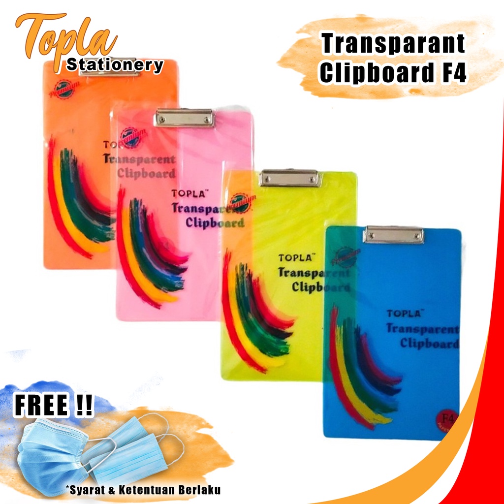 

TOPLA Clipboard F4 Papan Ujian Papan Jalan Alas Ujian Mika Transparant Perlengkapan Sekolah Alat Tulis Sekolah Papan Mika Tatakan Ujian