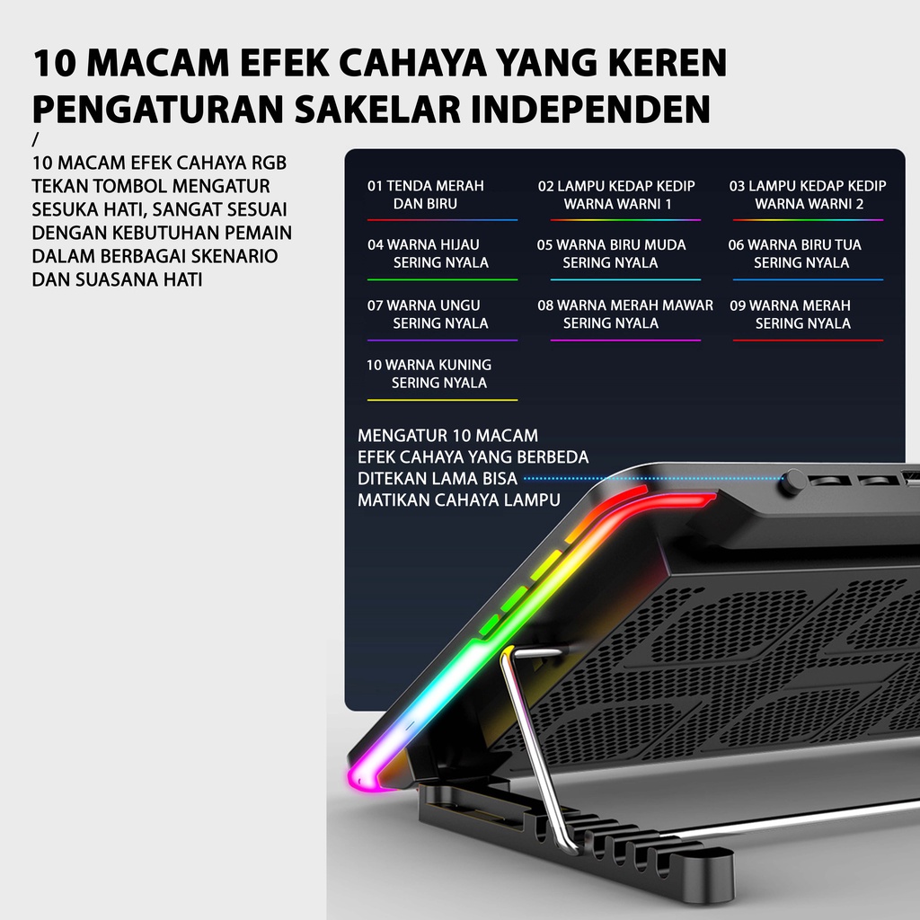 （COD）Glowy-Cooling Fan Cooling Pad Laptop Gaming 6 Fan Cooling Pad Cooler Deepcool RGB cooling pad laptop
