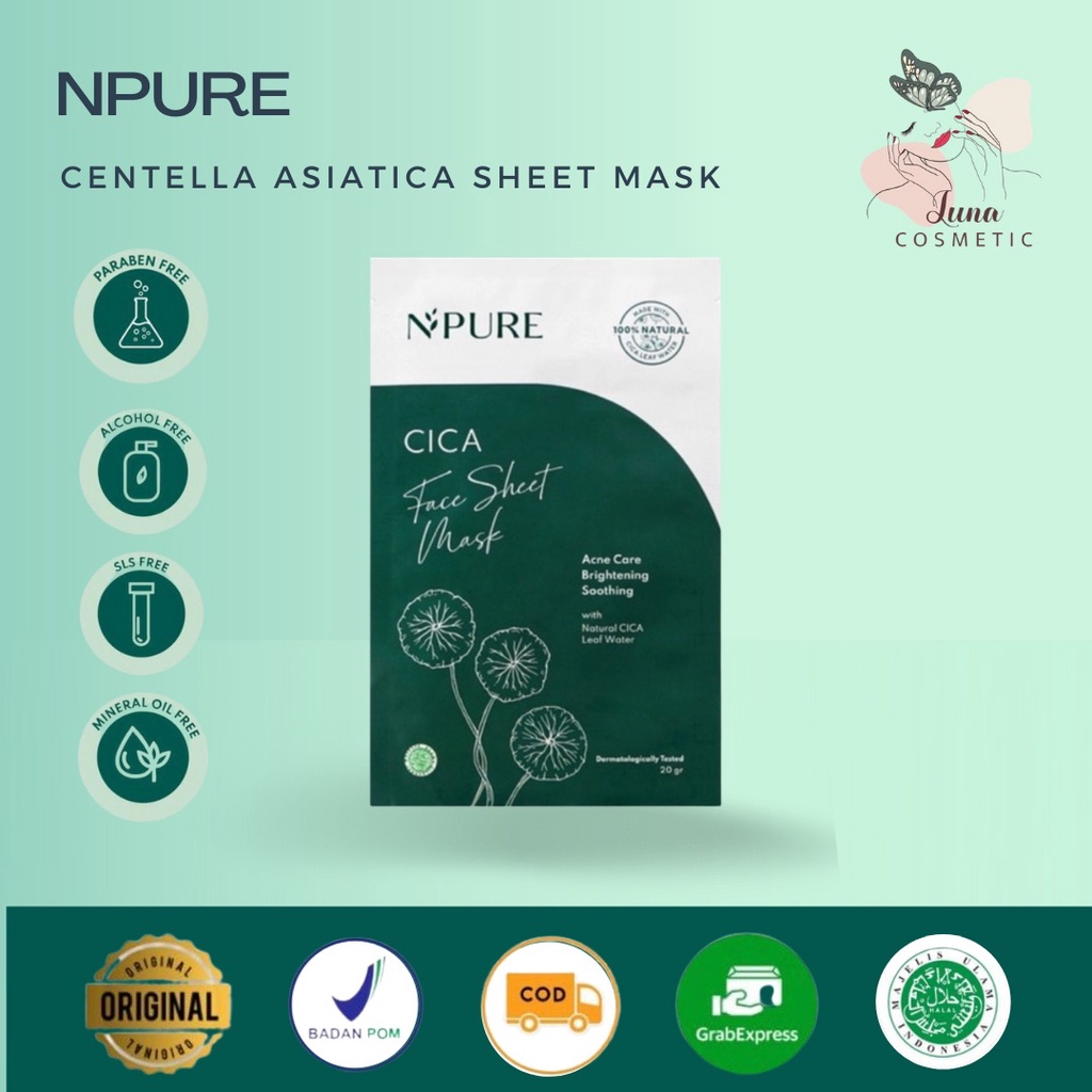 NPURE Centella Asiatica Sheet Mask / Masker Wajah