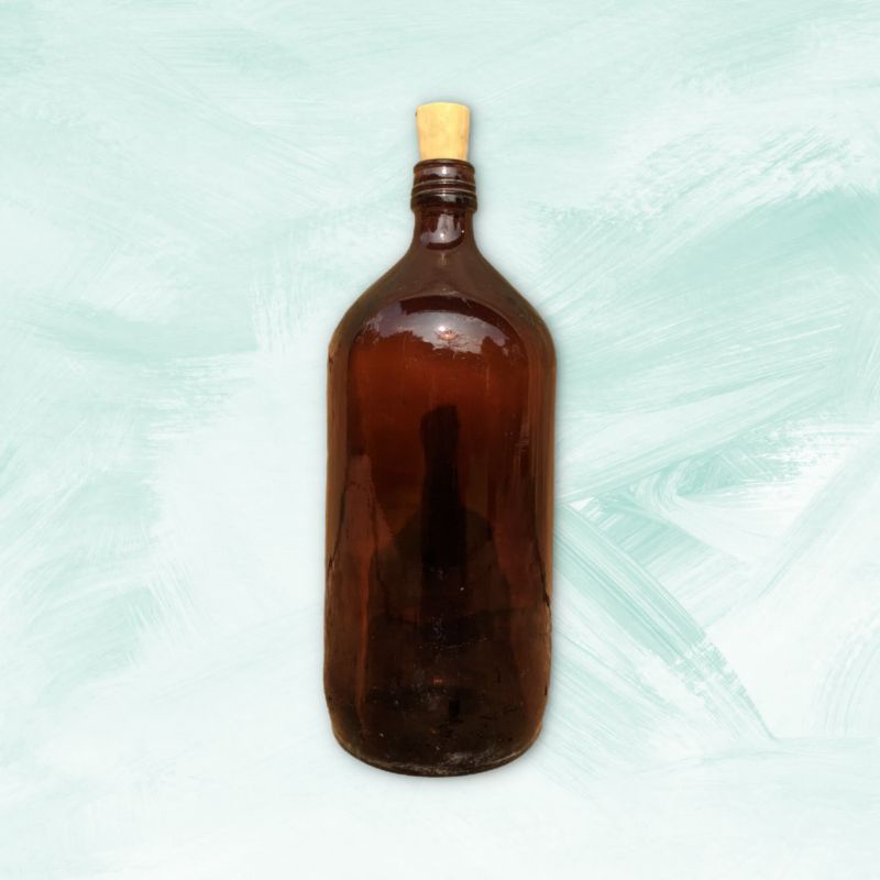 botol kaca coklat amber 1000 ml  +tutup kayu botol unik/1pcs