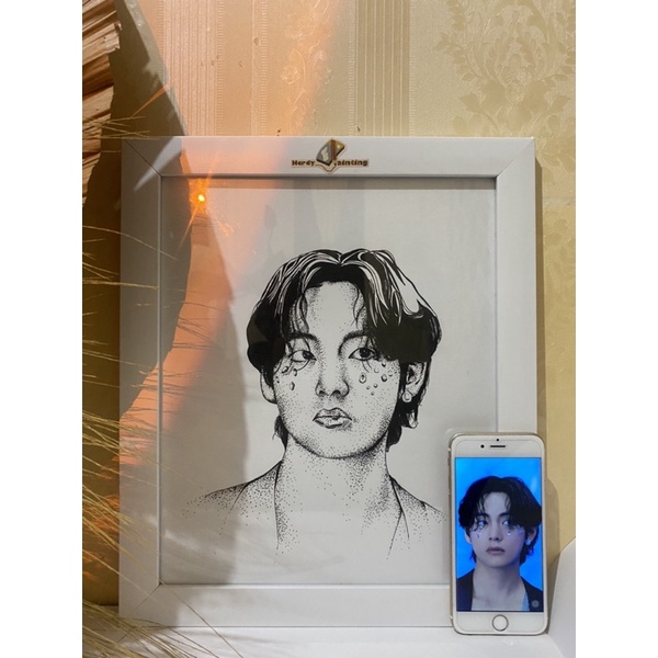 (LUKISAN A4)lukisan wajah/sketsa/kado/lukisan karikatur/hiasan dinding