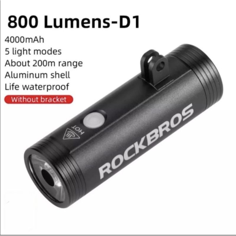 Lampu sepeda ROCKBROS D1-800 800 Lumens Headlight Bike Light barfly 800lm