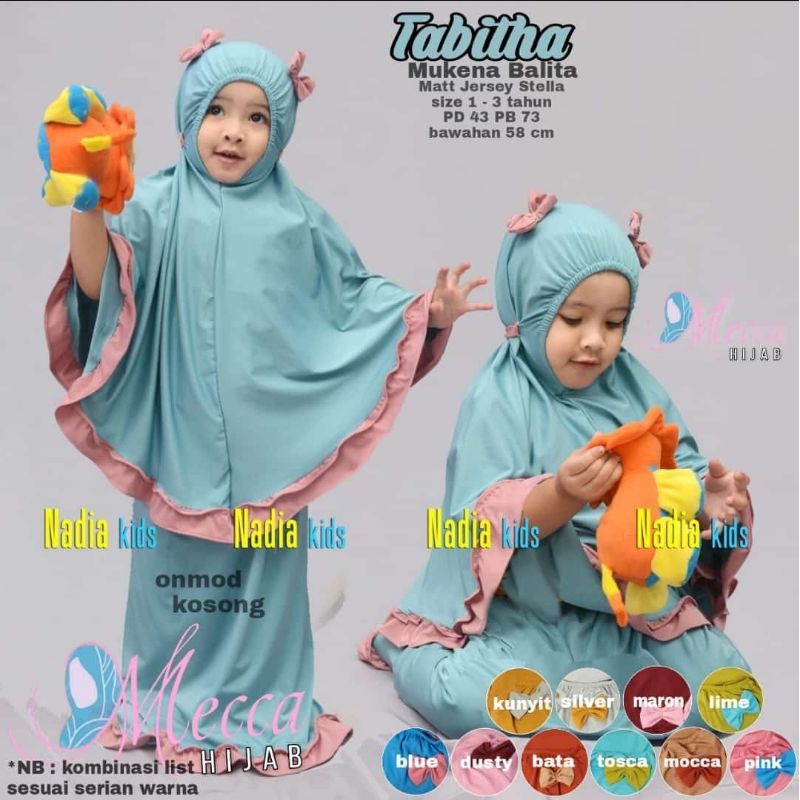mukena anak 1-8 tahun lucu murah adem tabitha tania pompom kekey zahira sahira