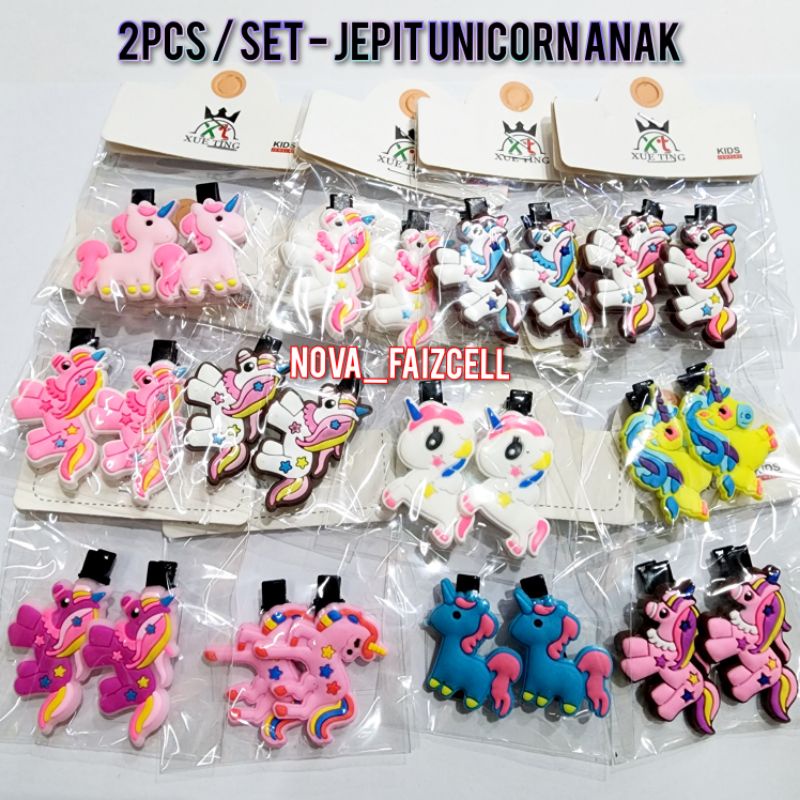 2pcs / Set - Jepit Rambut  Anak Unicorn Ala Korea