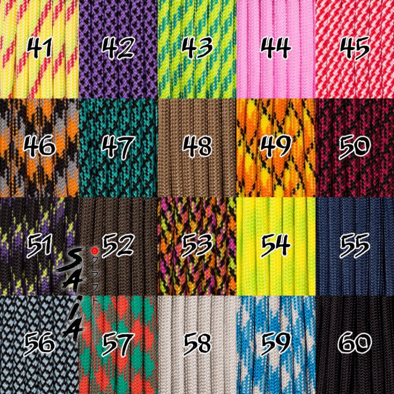 Tali paracord 4mm untuk membuat kerajinan gelang lanyard gantungan #41-60 |  SAIA CRAFT