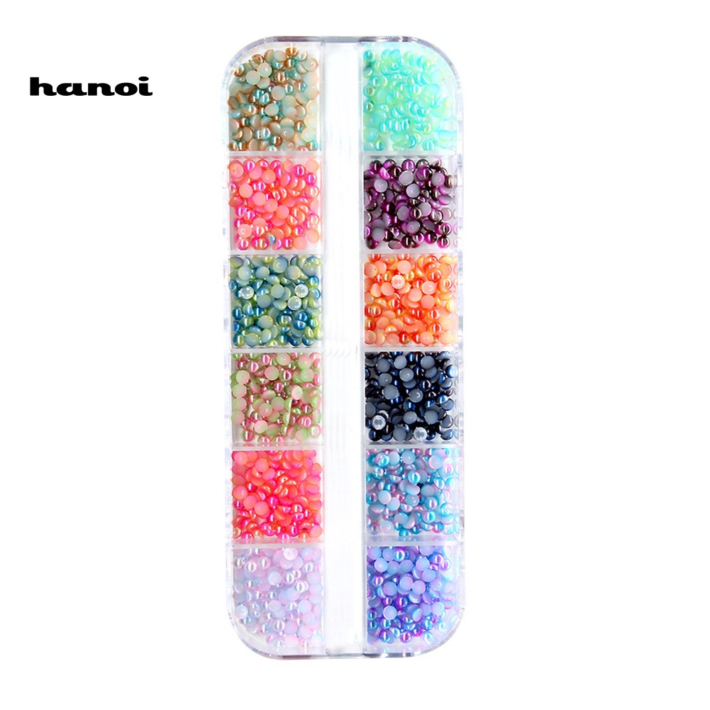 12 Grid 3D DIY Glitter Nail Art Rhinestone Sequins Decoration Manicure Tips