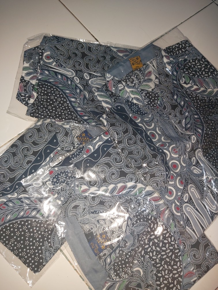 Kemeja Batik Couple Anak & Ayah Panjang / Pendek Warna Abu