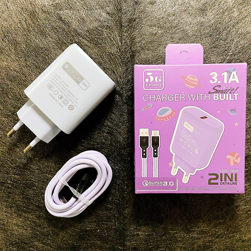 【CA002】[GROSIR/COD]Skyhigh Charger+Micro Cable 3.1A 16W Macaron Travel Adaptor Colokan USB Port 5G QC3.0 Quick Charging