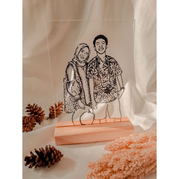 LUKISAN AKRILIK/KACA/KADO/GIFT/HAMPERS MURAH HANDMADE 2-3 WAJAH