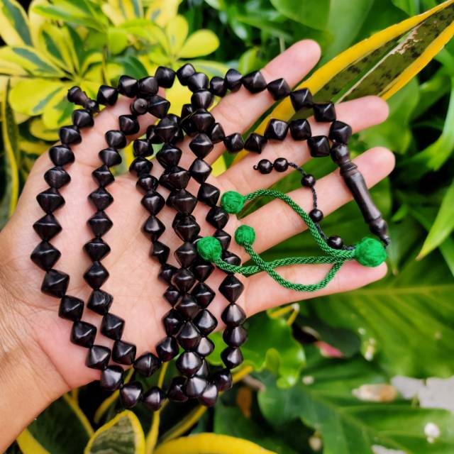 Grosir 5 pcs  tasbih kokka kaukah wajik rumbai 8,5 mm hitam