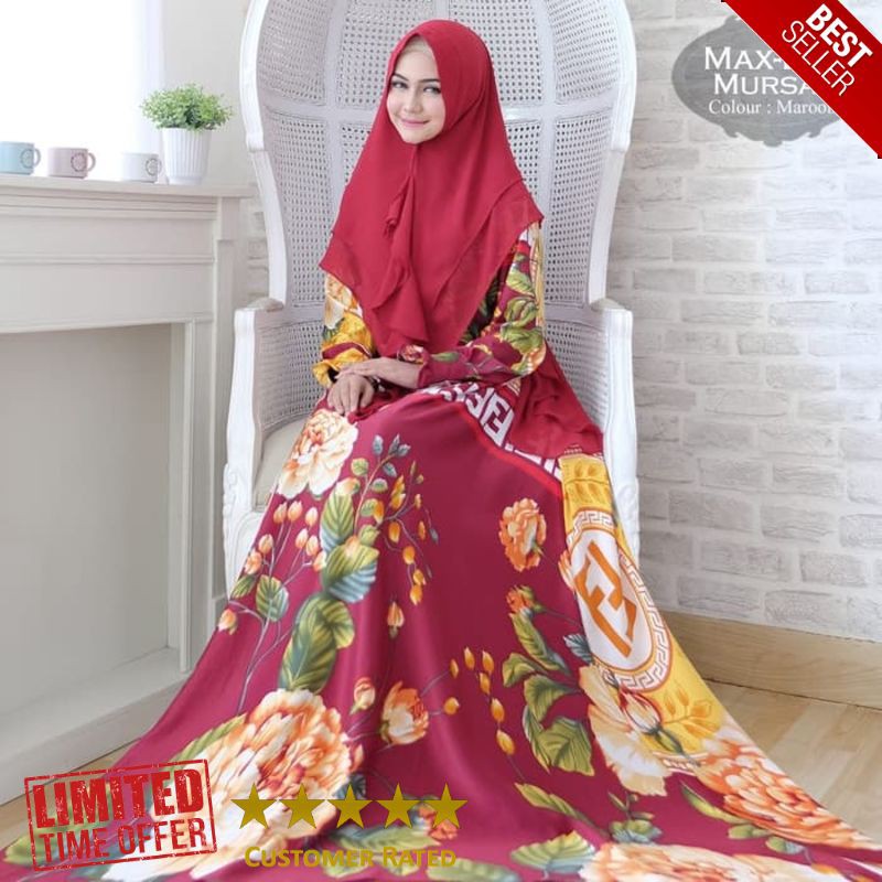 TERLARIS [Syari Max Lux Mursal Maroon TL] Gamis wanita maxmara merah maroon