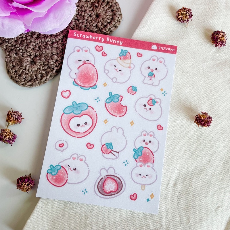 

PIKKEBYN Sticker Sheet - Strawberry Bunny
